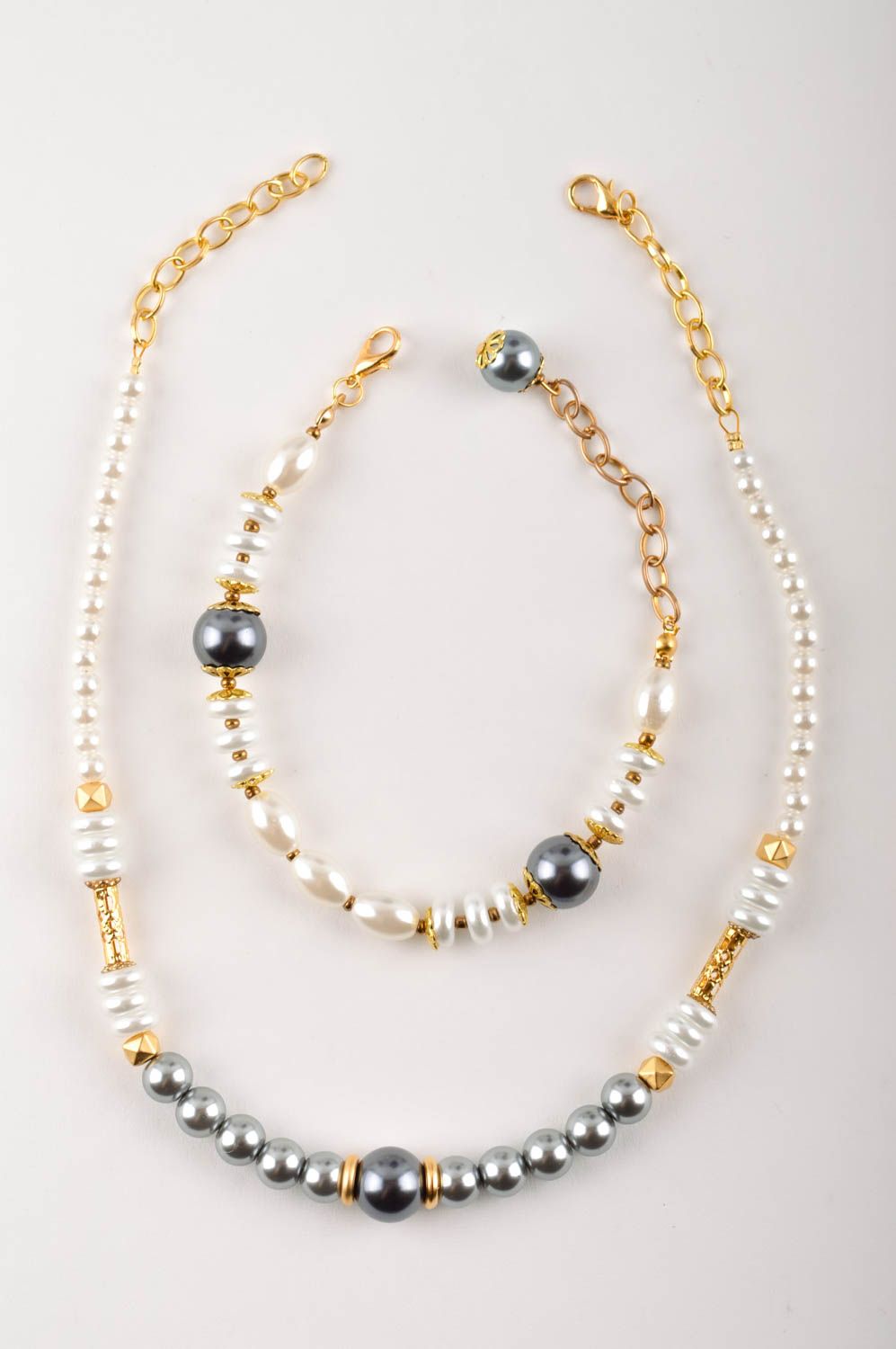 Set fatto a mano di collana e bracciale kit di accessori di perle artificiali foto 5