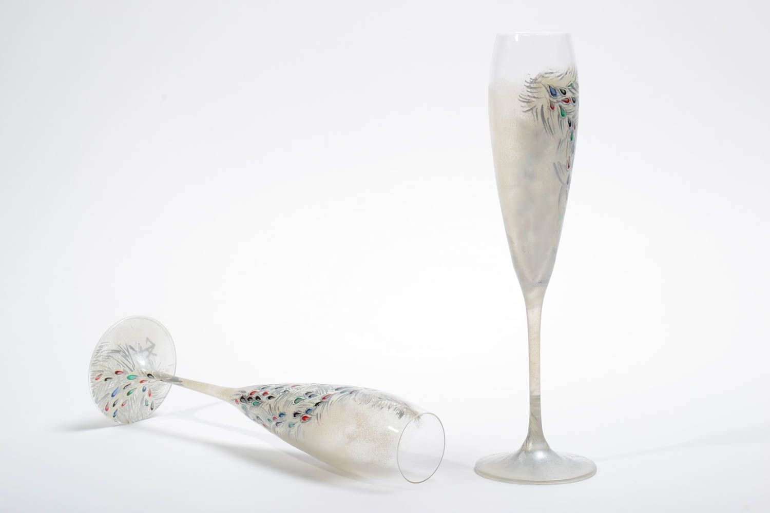 Ensemble de 2 flûtes à champagne en verre tchèque peintes faites main 30 cl photo 5