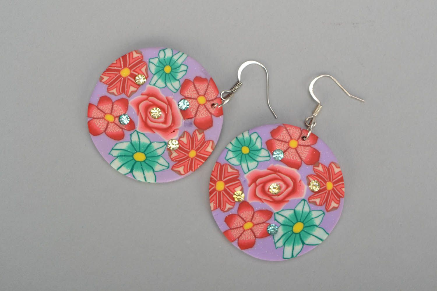 Round earrings Floral photo 3