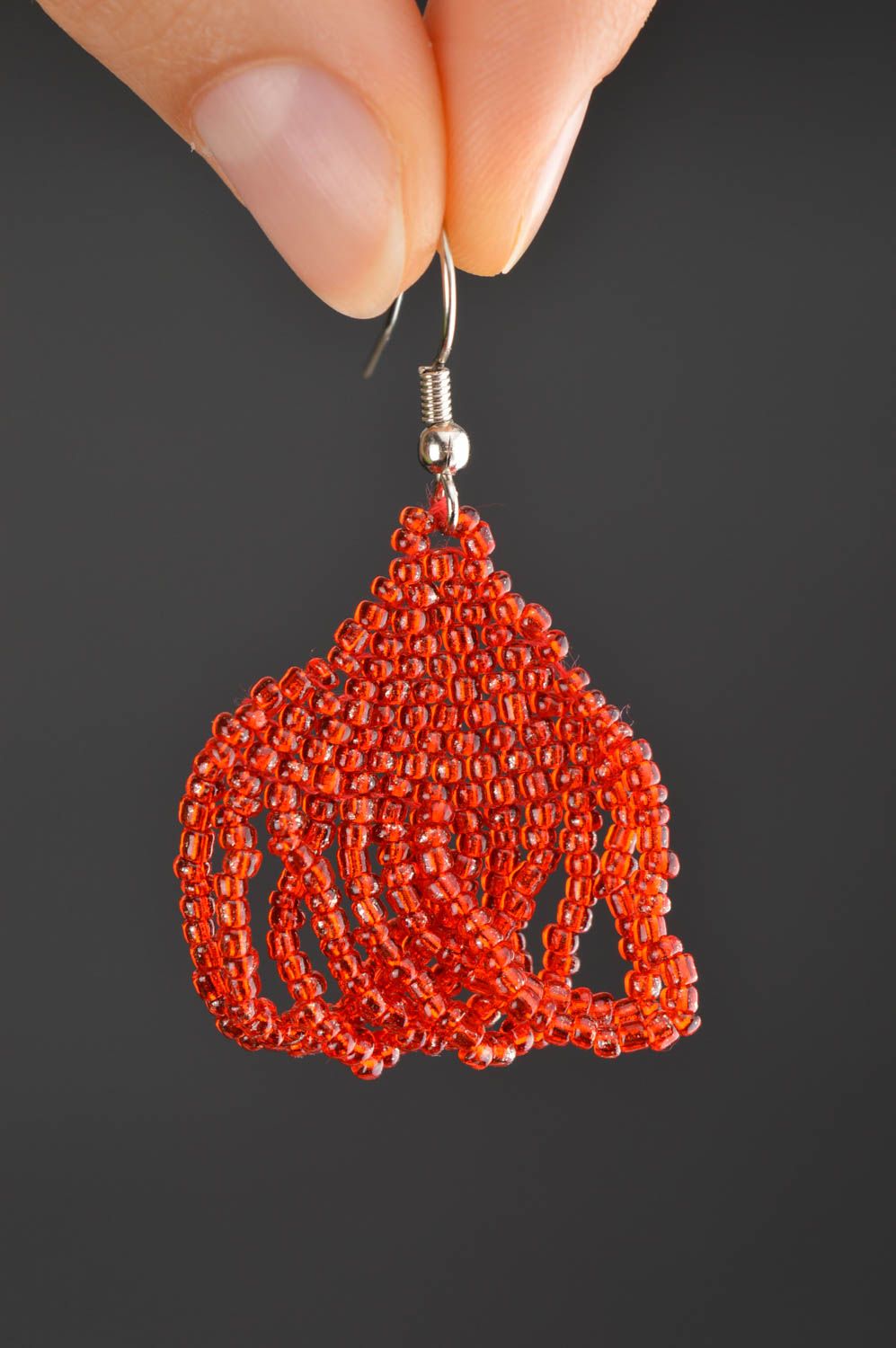 Handmade Damen Ohrringe rot Designer Schmuck Accessoire für Frauen aus Rocailles foto 5
