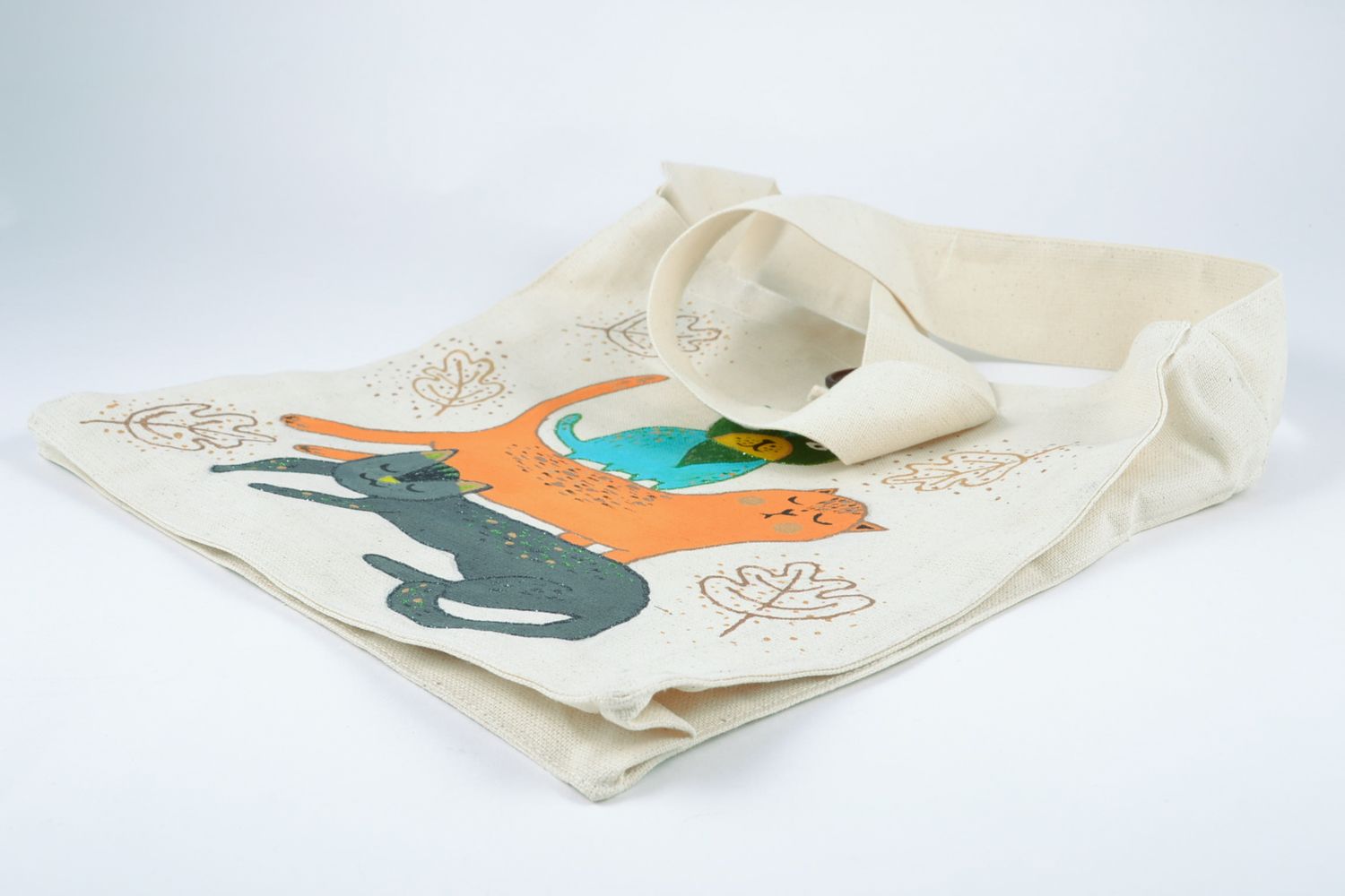 Женская сумка из ткани конопляной расписанная акрилом фото 4