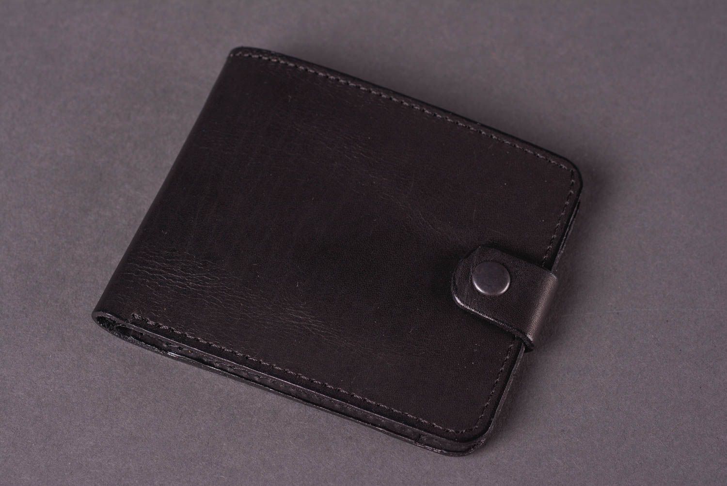 Мужское портмоне ручной работы аксессуар для мужчин кожаный кошелек черный фото 3