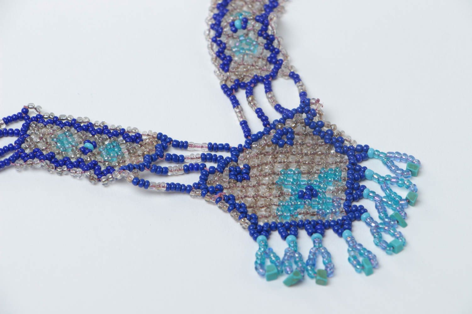 Этническое украшение ручной работы гердан из бисера ожерелье из бисера фото 3
