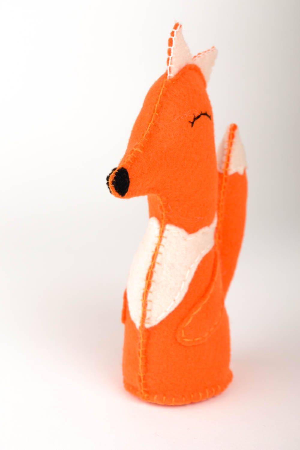 Fuchs Stofftier handgemachtes Spielzeug Filz Dekoration Kuscheltier Stoff orange foto 4