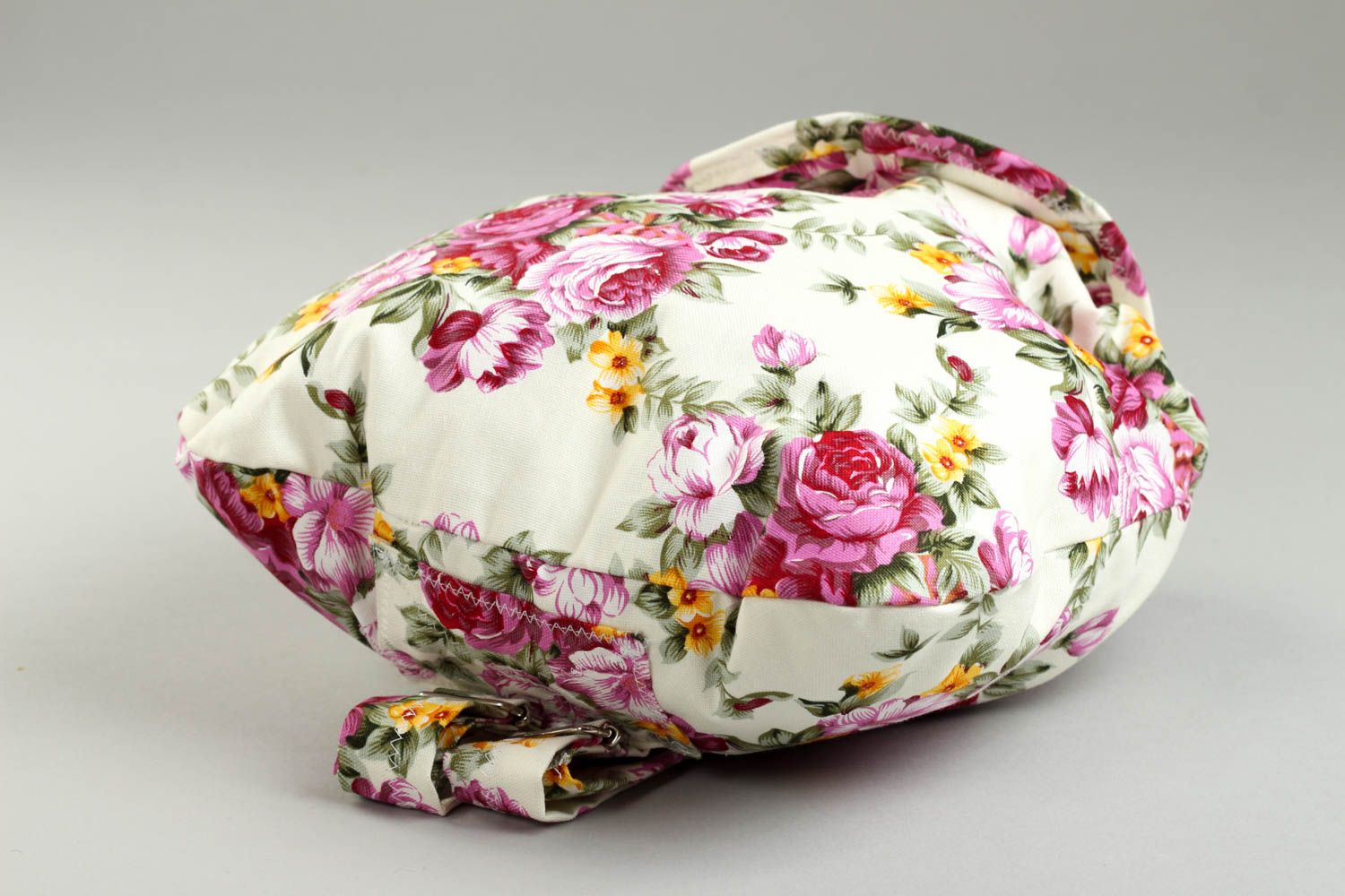 Mochila hecha a mano de algodón regalo original bolso para mujeres con flores foto 4