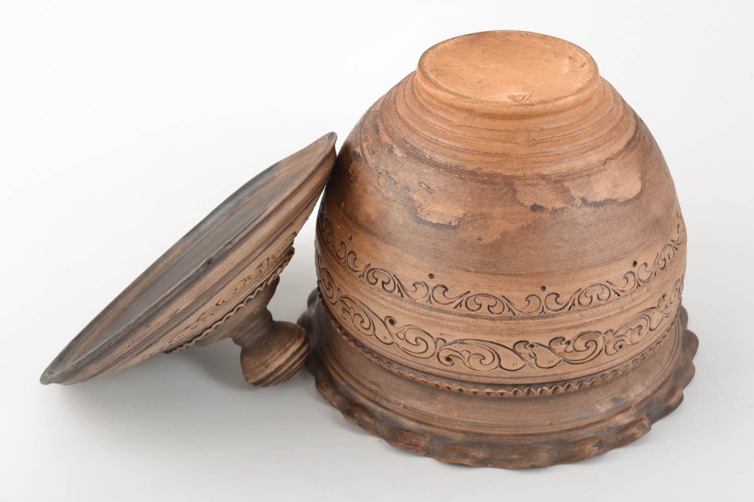 Pote de arcilla con tapa tratado con plata artesanal original para cocer 3 l  foto 5
