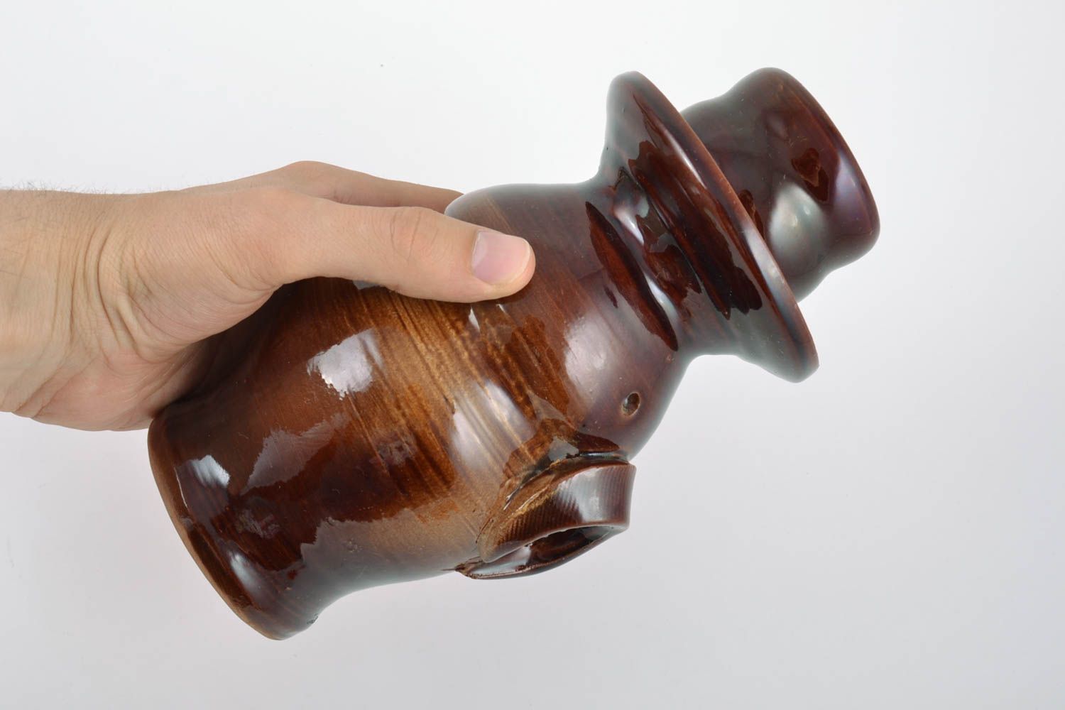 Beautiful handmade glazed ceramic candlestick of unusual design photo 2