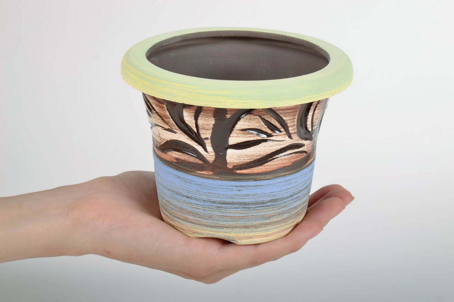 Flowerpot made of faience clay  photo 5