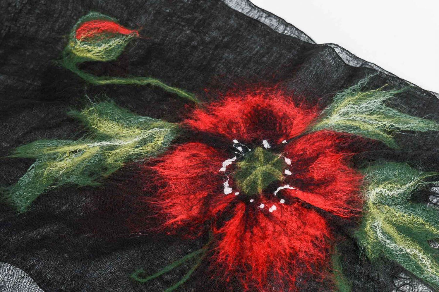 Bufanda artesanal tejida a mano con flores chal moderno regalo original foto 5