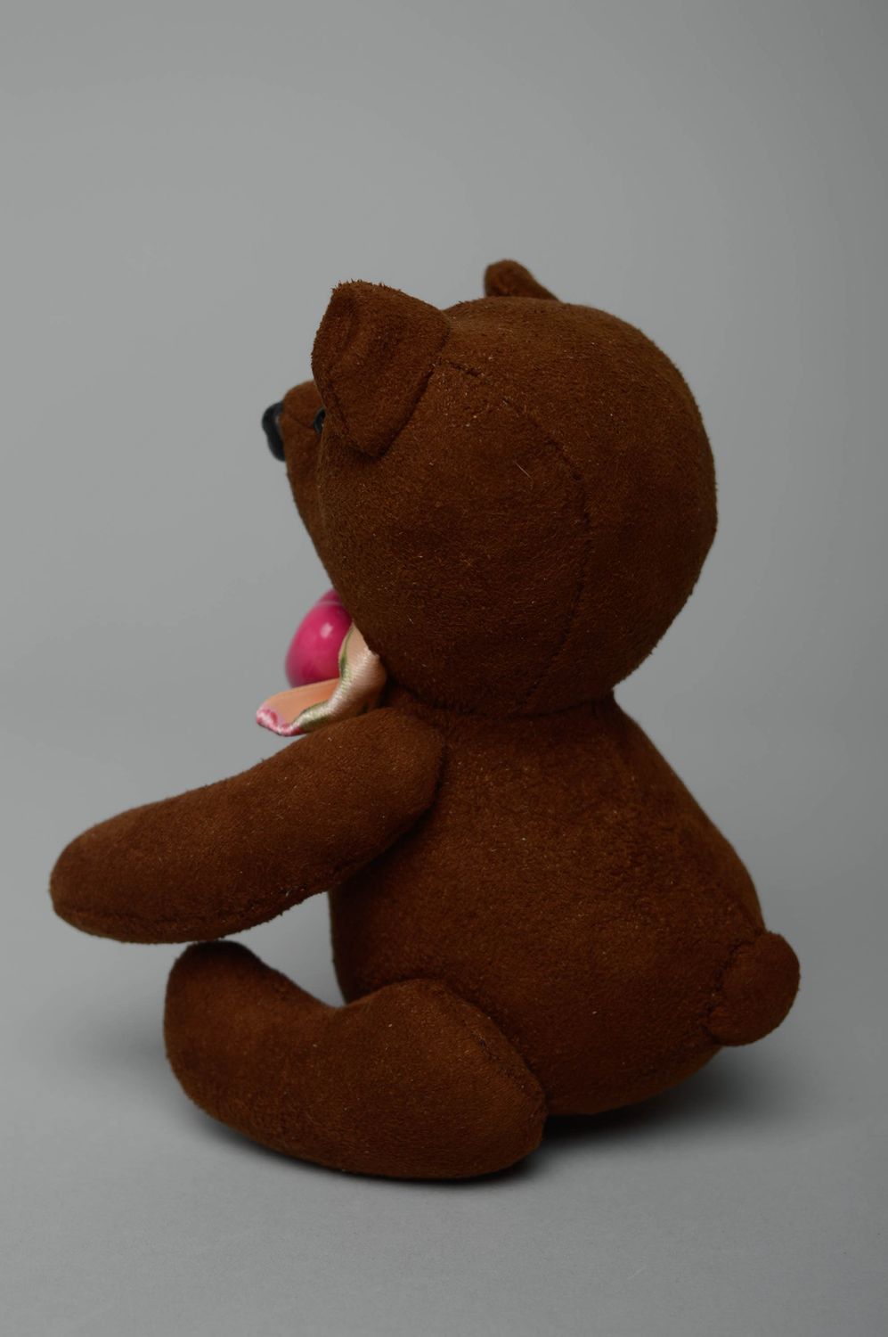 Handmade soft toy sewn of suede Bear photo 5