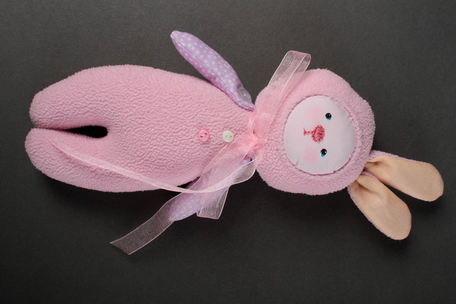 Peluche lièvre faite main Jouet en tissu rose Cadeau pour enfant original photo 3
