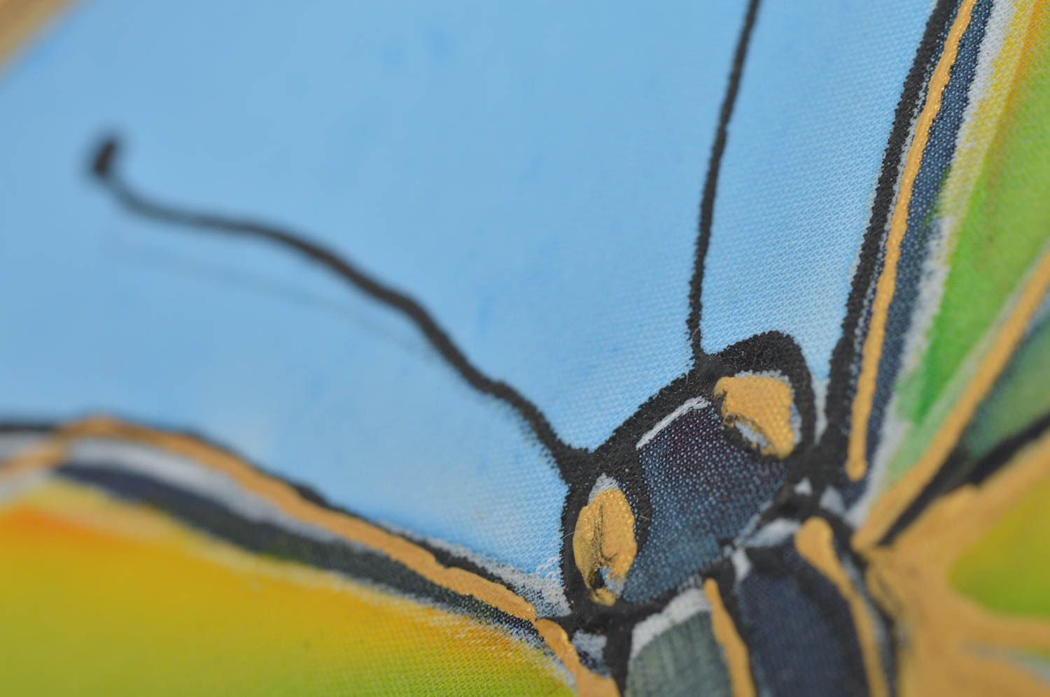 Картина в технике холодный батик тканевая ручной работы авторская Бабочка фото 4