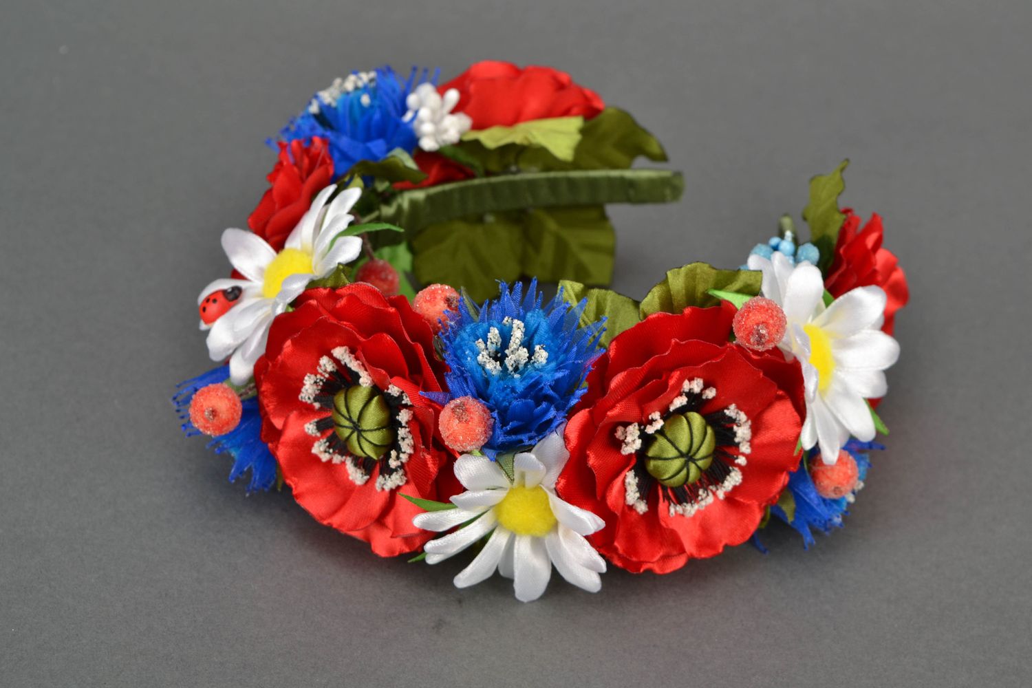 Floral headband with poppies photo 1