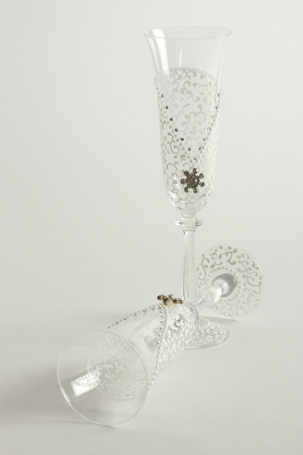 Flûtes à champagne originales faites main 2 pcs Décoration table mariage photo 2