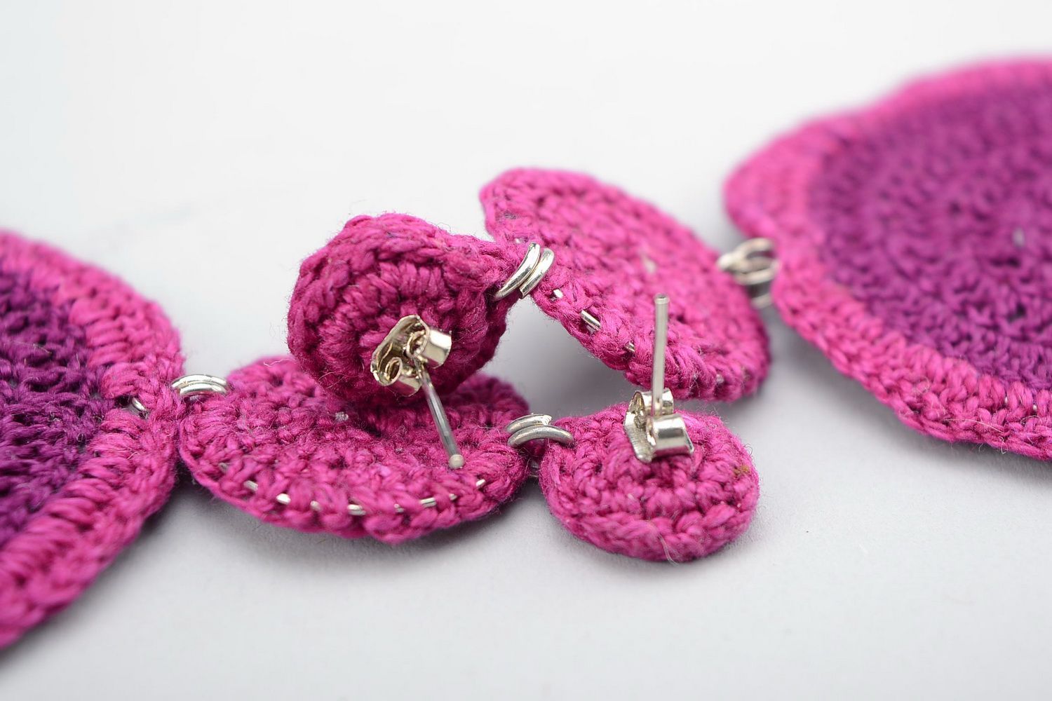 Purple crocheted earrings photo 2