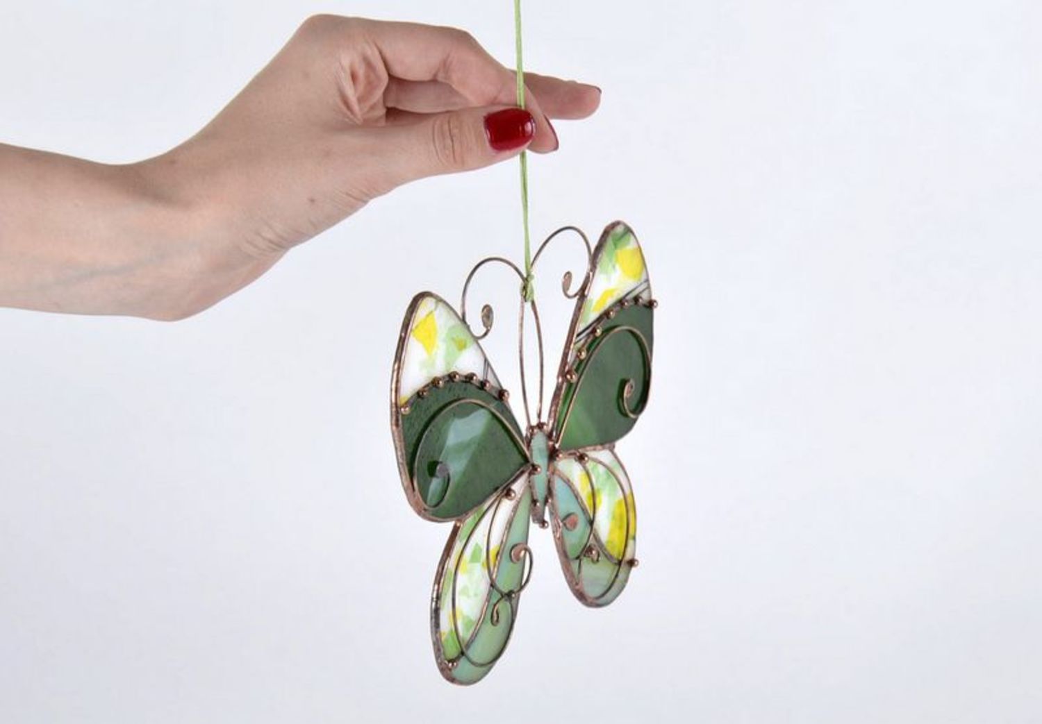 Suspension décorative en verre vitrail Papillon  photo 4