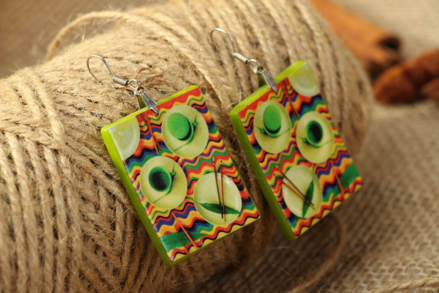 Bright polymer clay earrings photo 3