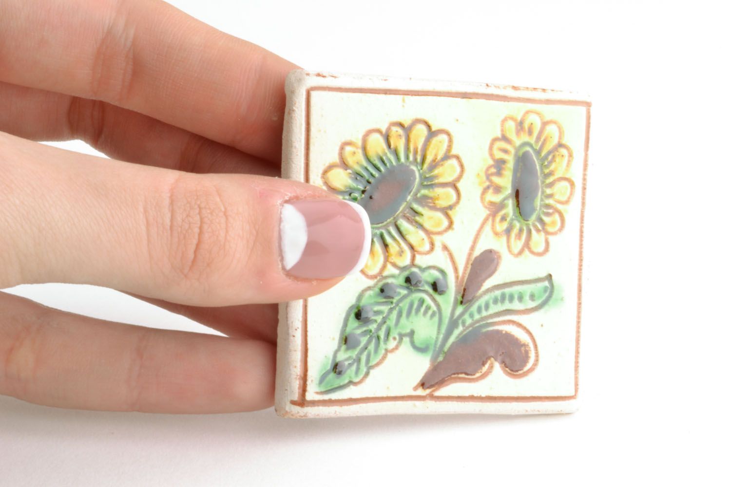 Magnet für Kühlschrank aus Ton  Sonnenblumen foto 2