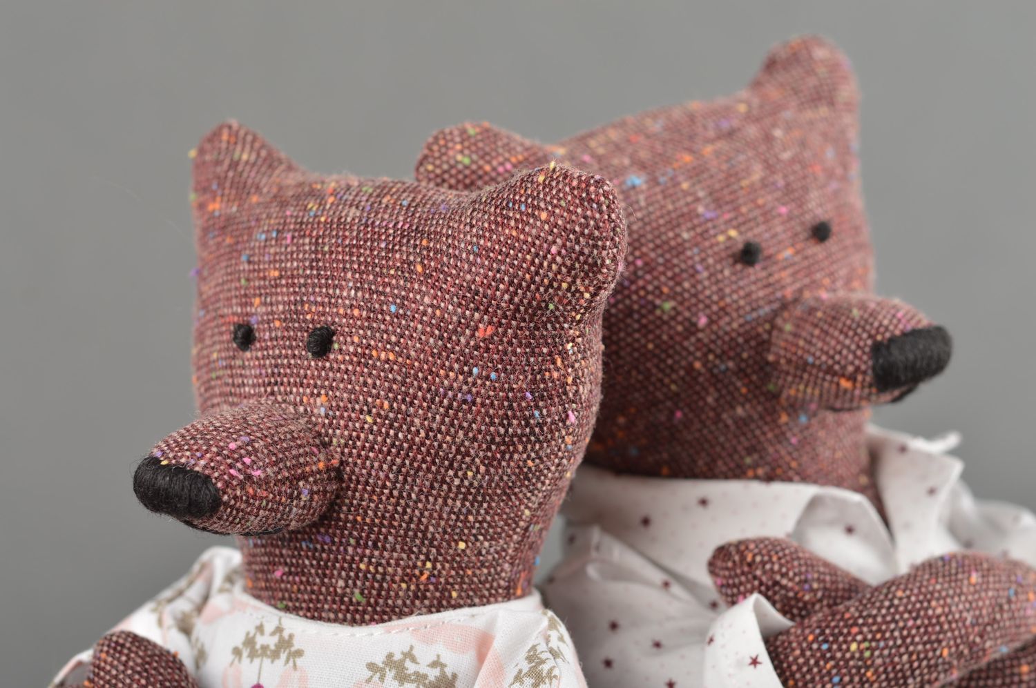 Peluches ours faites main Jouets en tissu de coton Cadeau pour enfant 2 pièces photo 4
