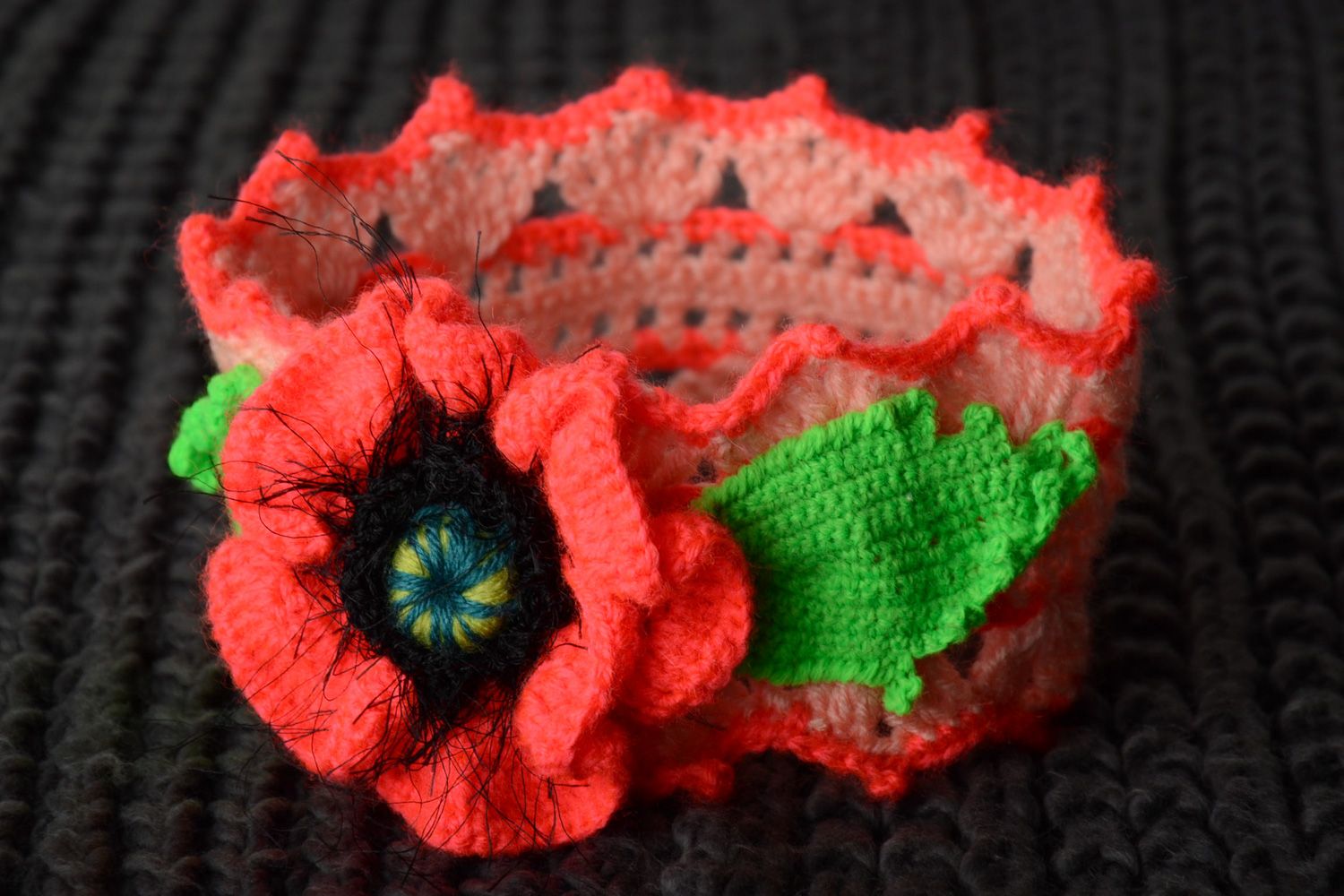 Homemade stylish crochet flower headband photo 1