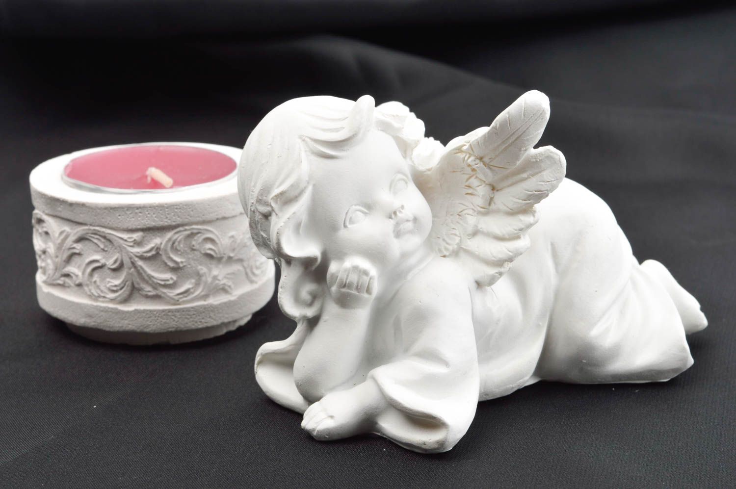 Dekoideen Wohnzimmer handmade Engel Figur Kinder Geschenk Gips Figur stilvoll foto 1