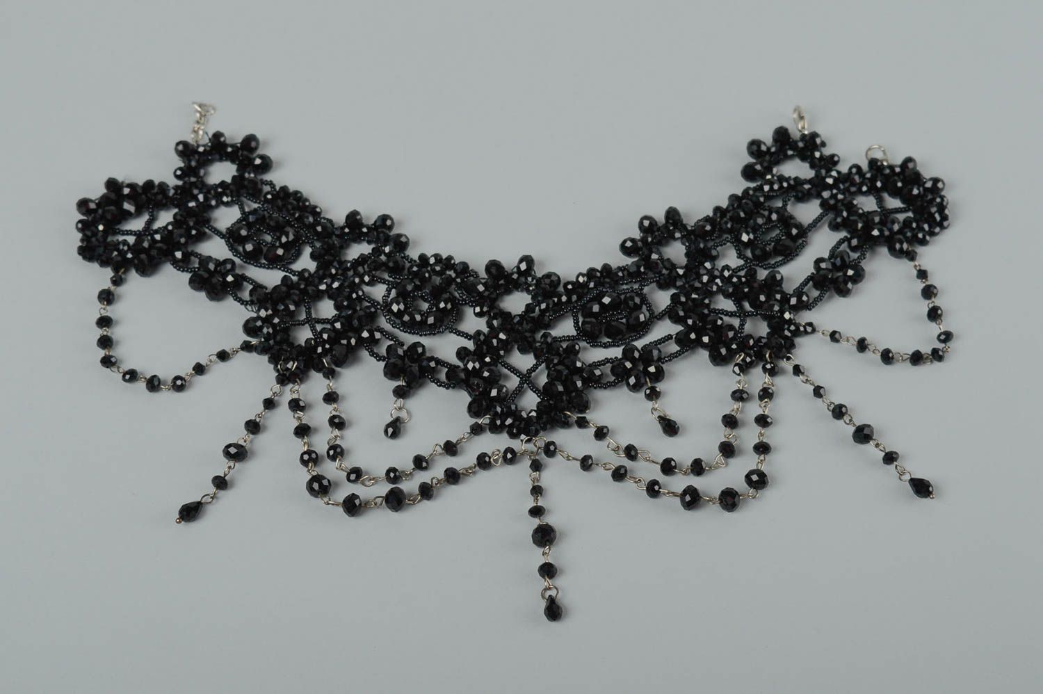 Collier perles rocaille design Bijou fait main noir Accessoire pour femme photo 2