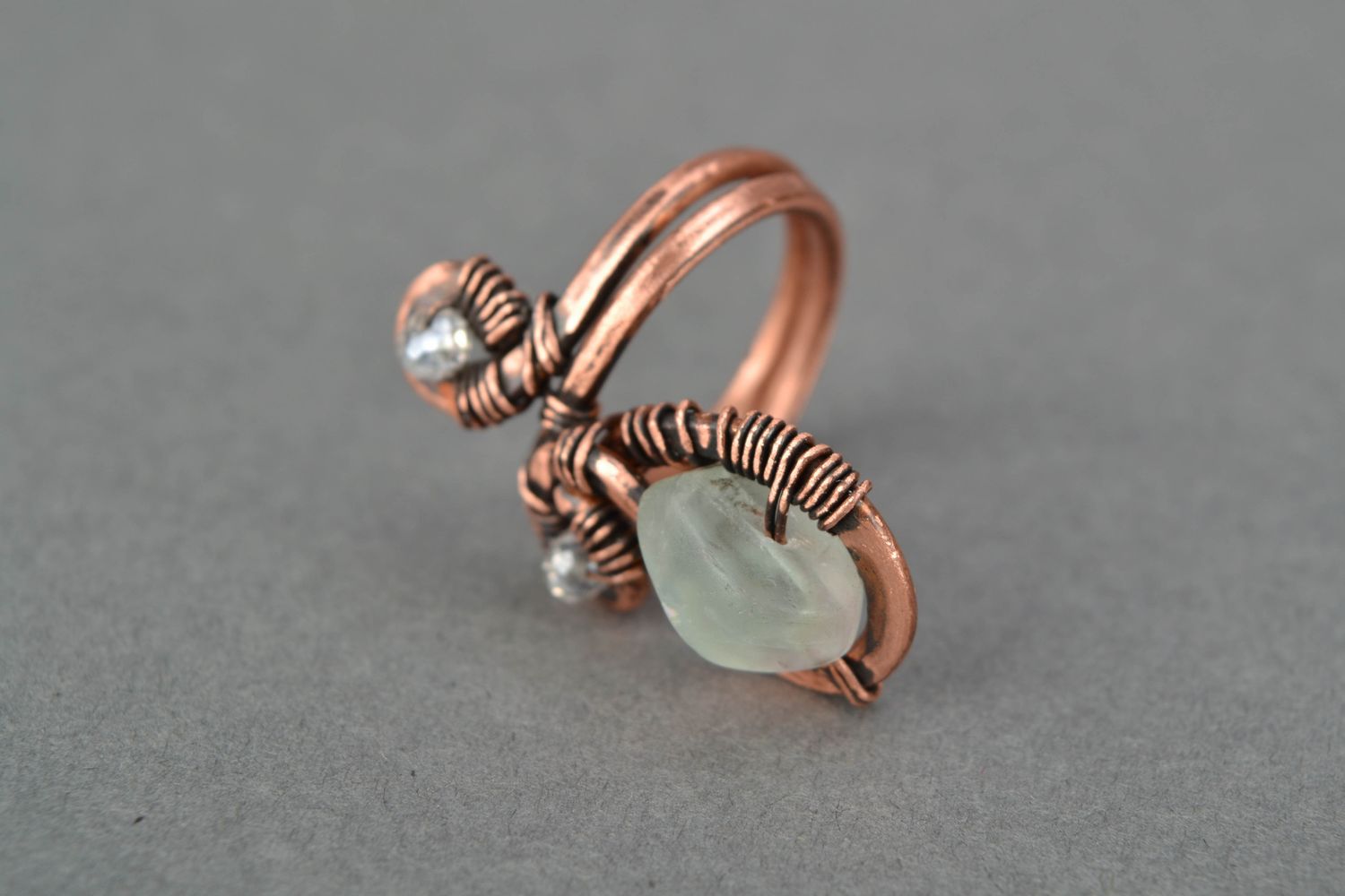Wire wrap copper ring with fluorite photo 3