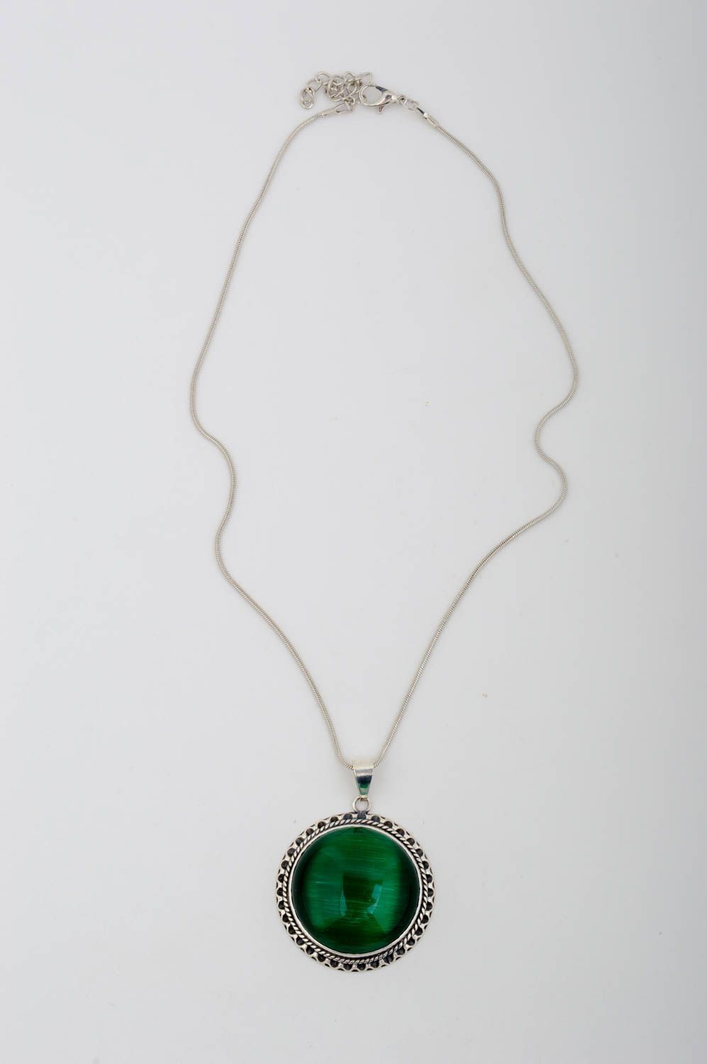 Handmade designer jewelry pendant with natural stone unusual accessory photo 2