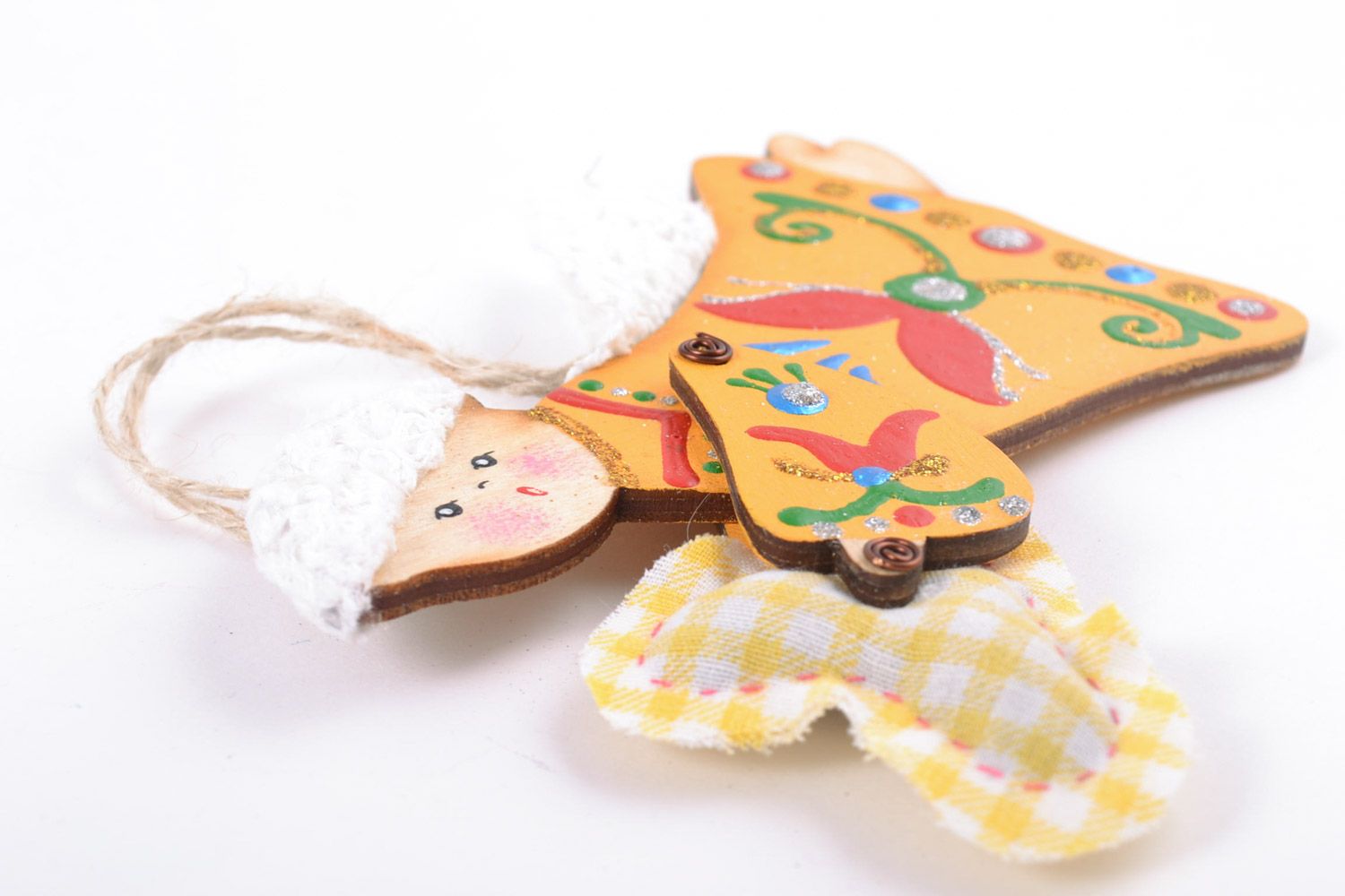 Handmade decorative colorful wooden wall hanging angel with fragrance  photo 4