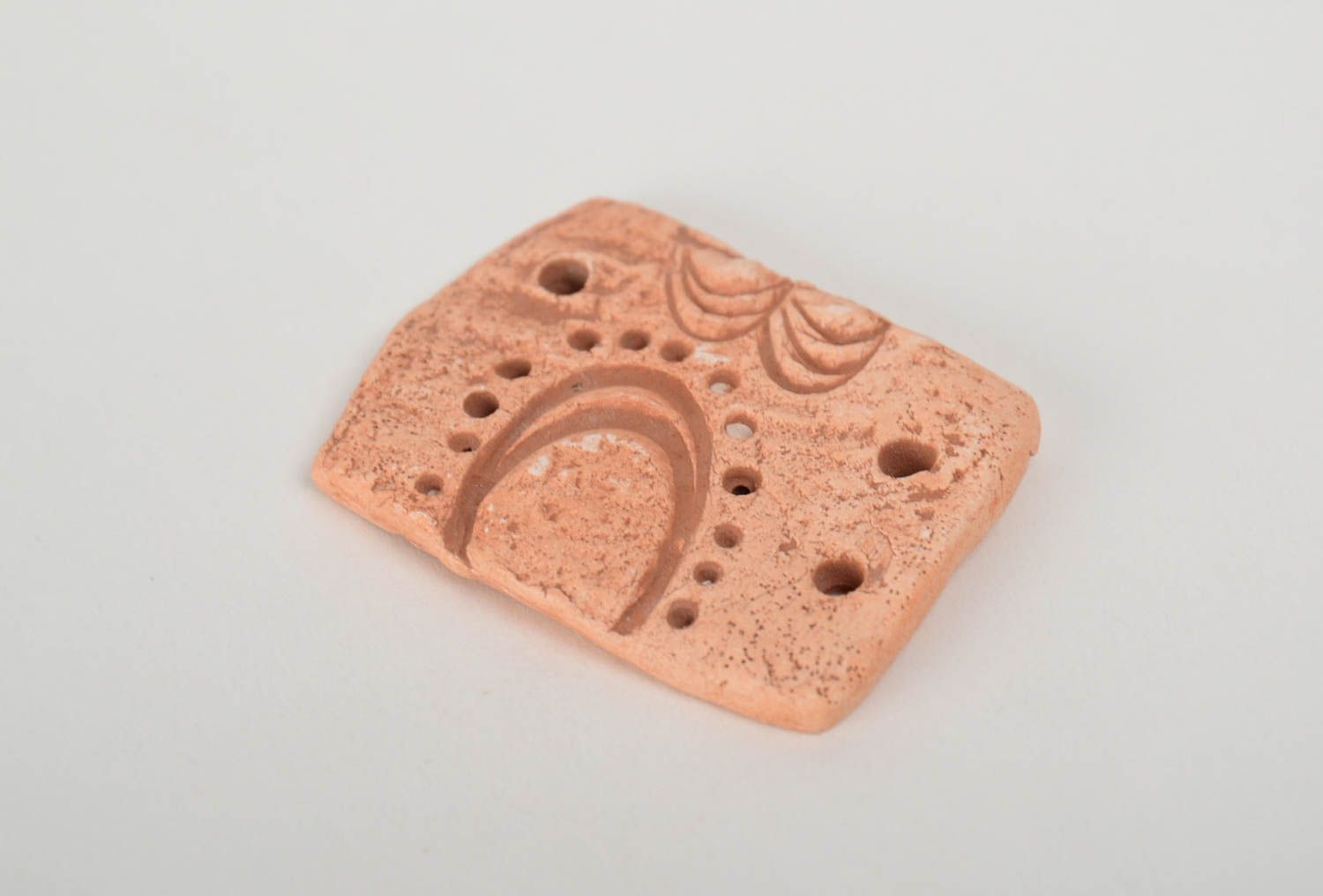 Beautiful homemade clay blank pendant with openings DIY jewelry making photo 4