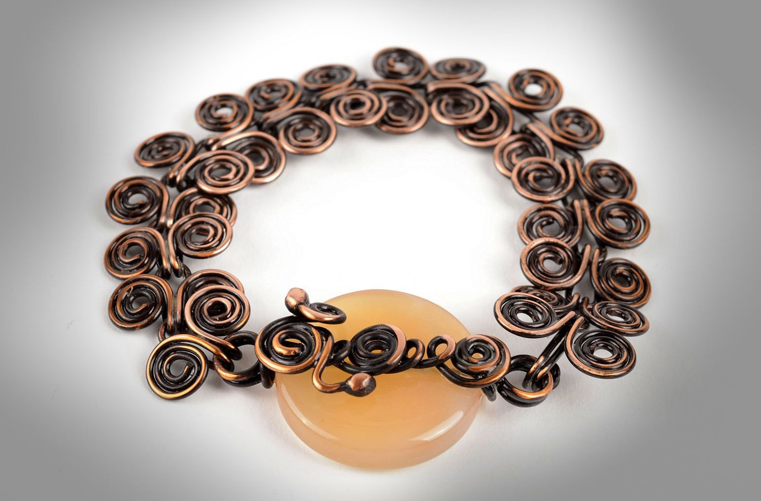 Pulsera de cobre hecha a mano bisutería artesanal con ágata accesorio para mujer foto 5