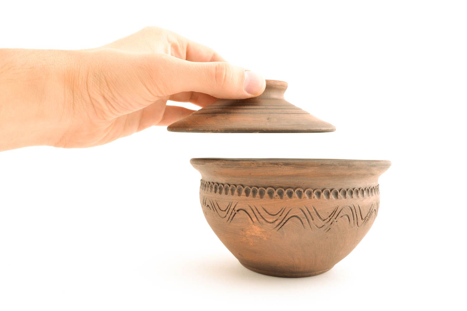 Clay pot for baking with lid photo 1