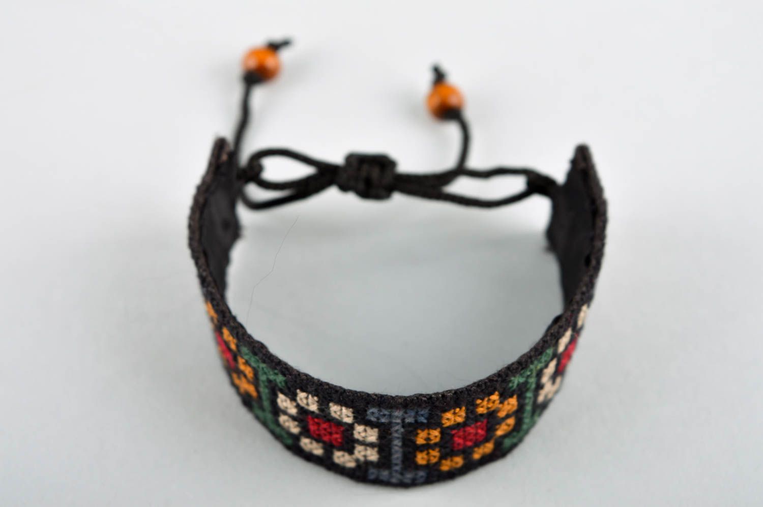 Bracelet textile Bijou fait main brodé large Accessoire femme design cadeau photo 2
