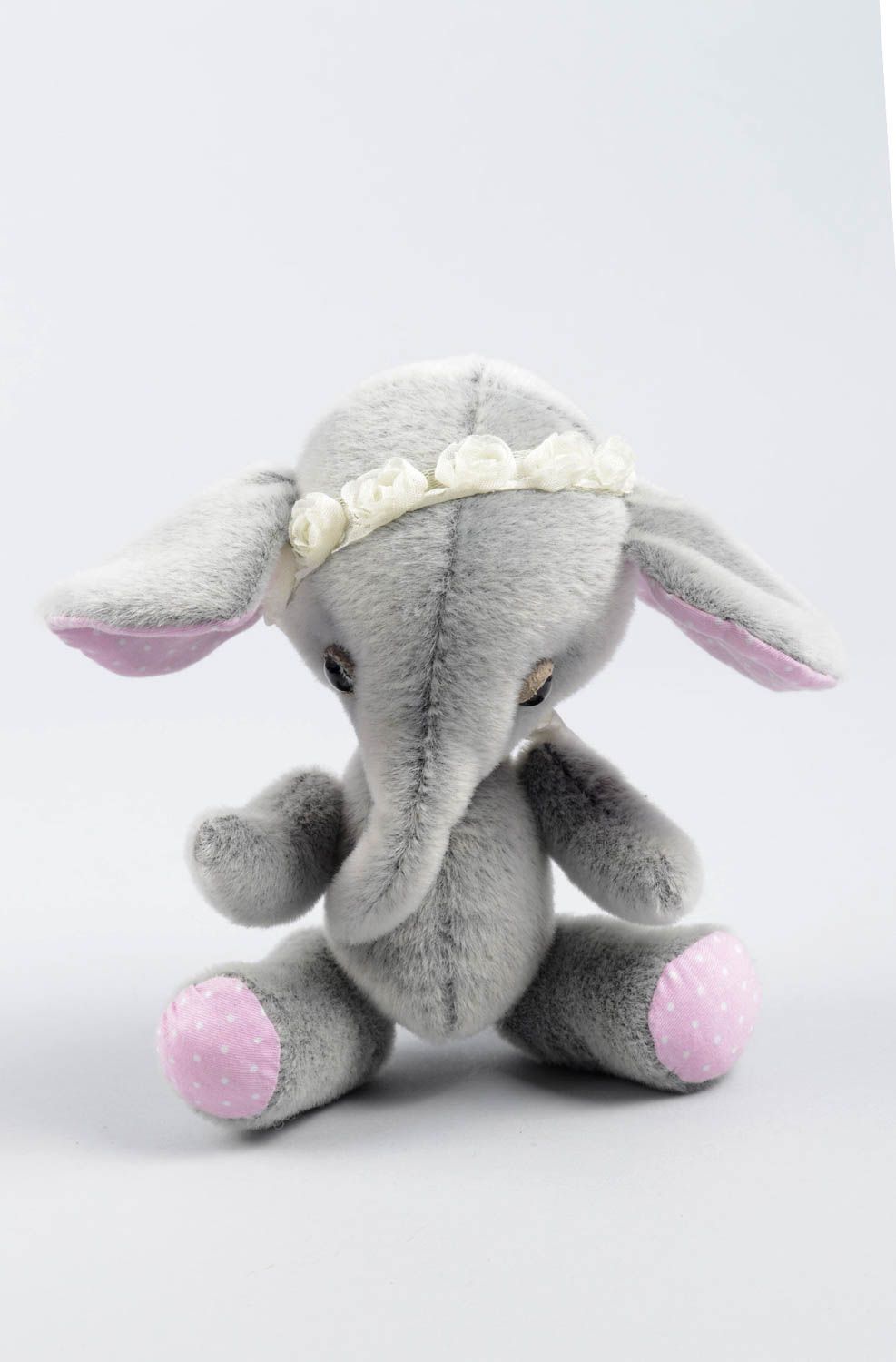 Handmade textile cute toy beautiful interesting present designer grey toy photo 2