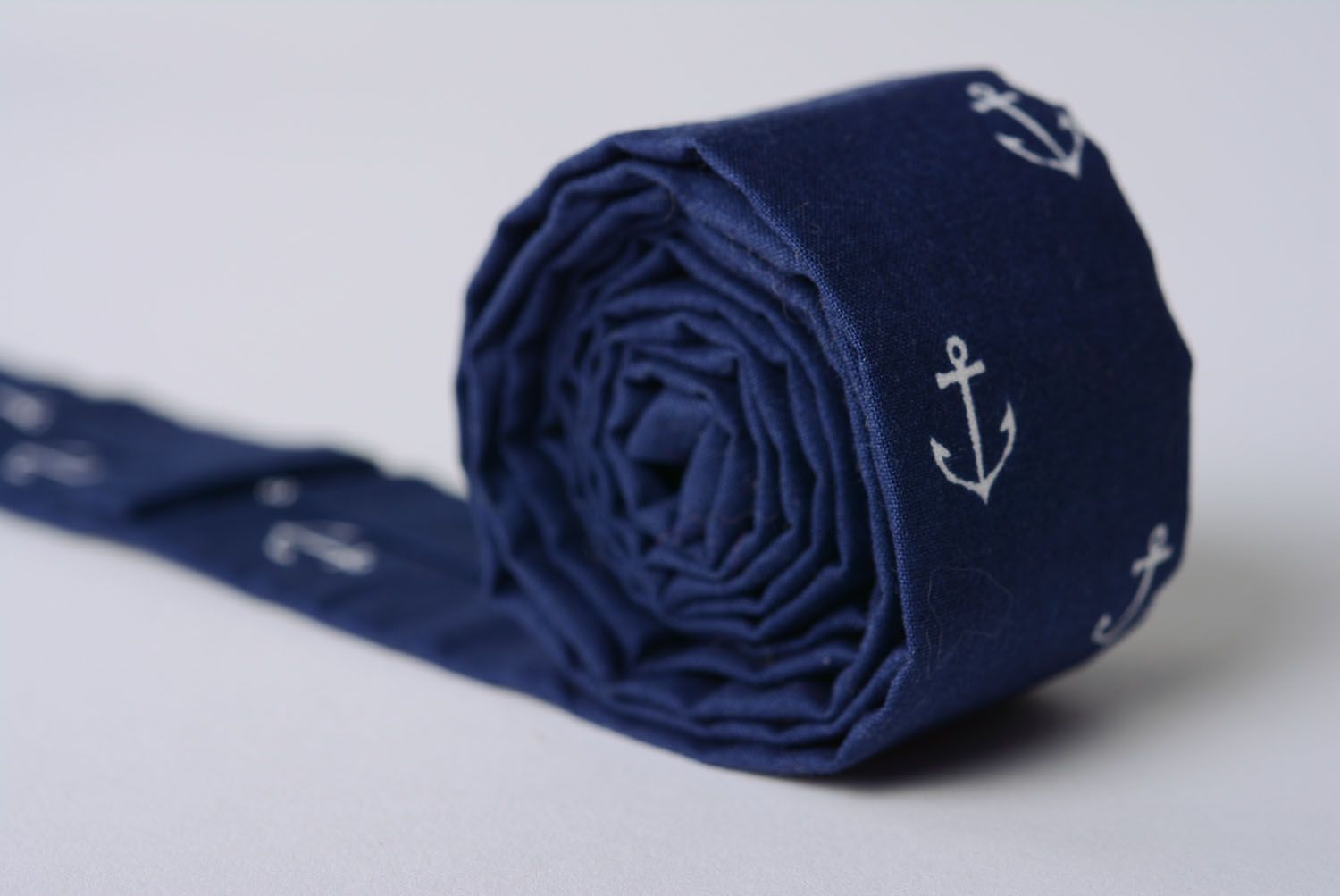 Blue cotton tie with anchors photo 3