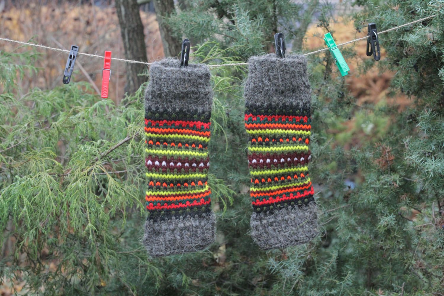 Knitted leg warmers with ornament photo 1
