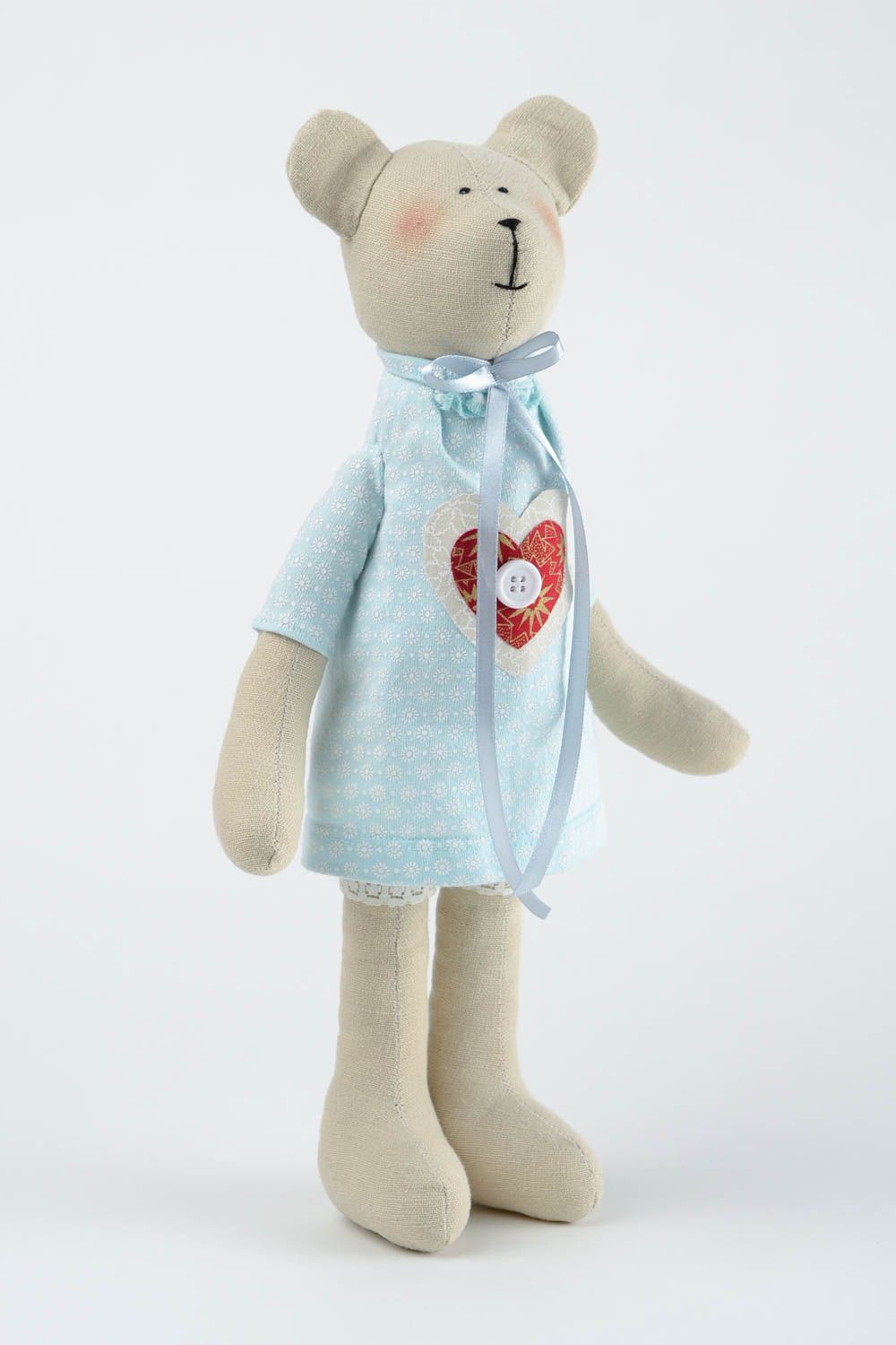 Игрушка мишка из ткани игрушка ручной работы интересный подарок для ребенка фото 4