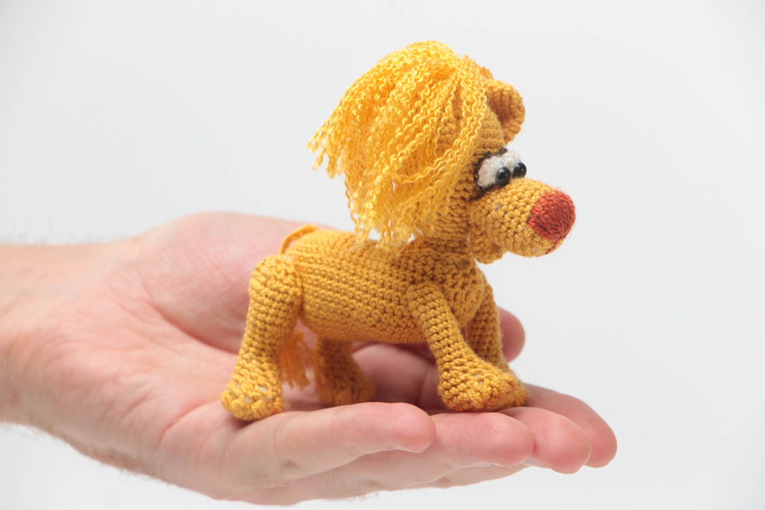 Beautiful children's handmade small crochet soft toy lion  photo 5