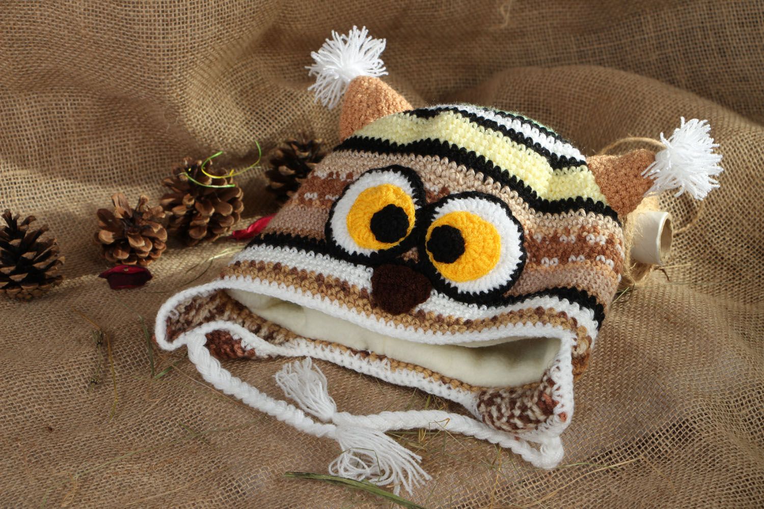 Crocheted hat Cute Owl photo 5
