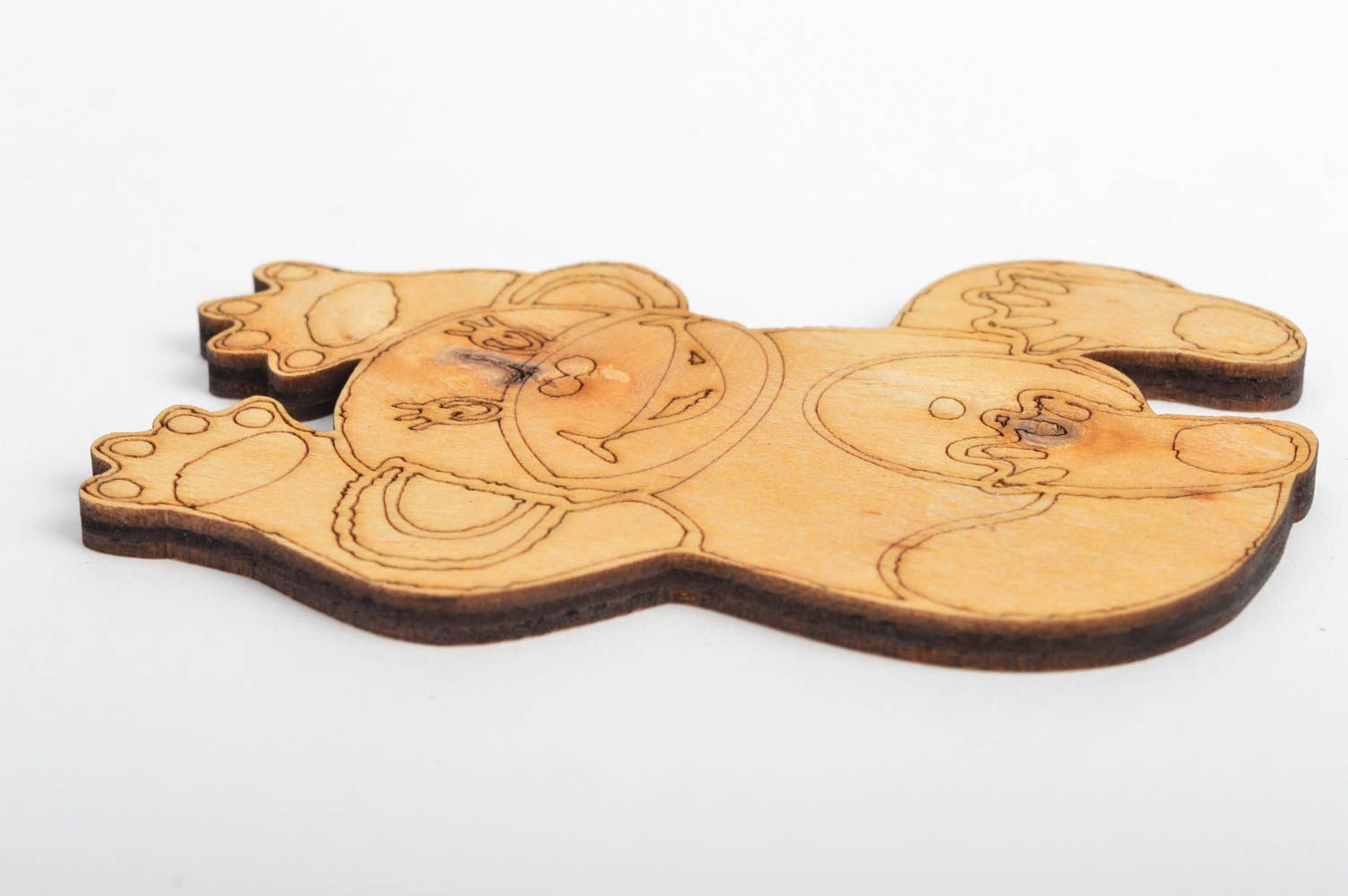 Sujet à décorer en bois brut fait main figurine de singe plate pour serviettage photo 4