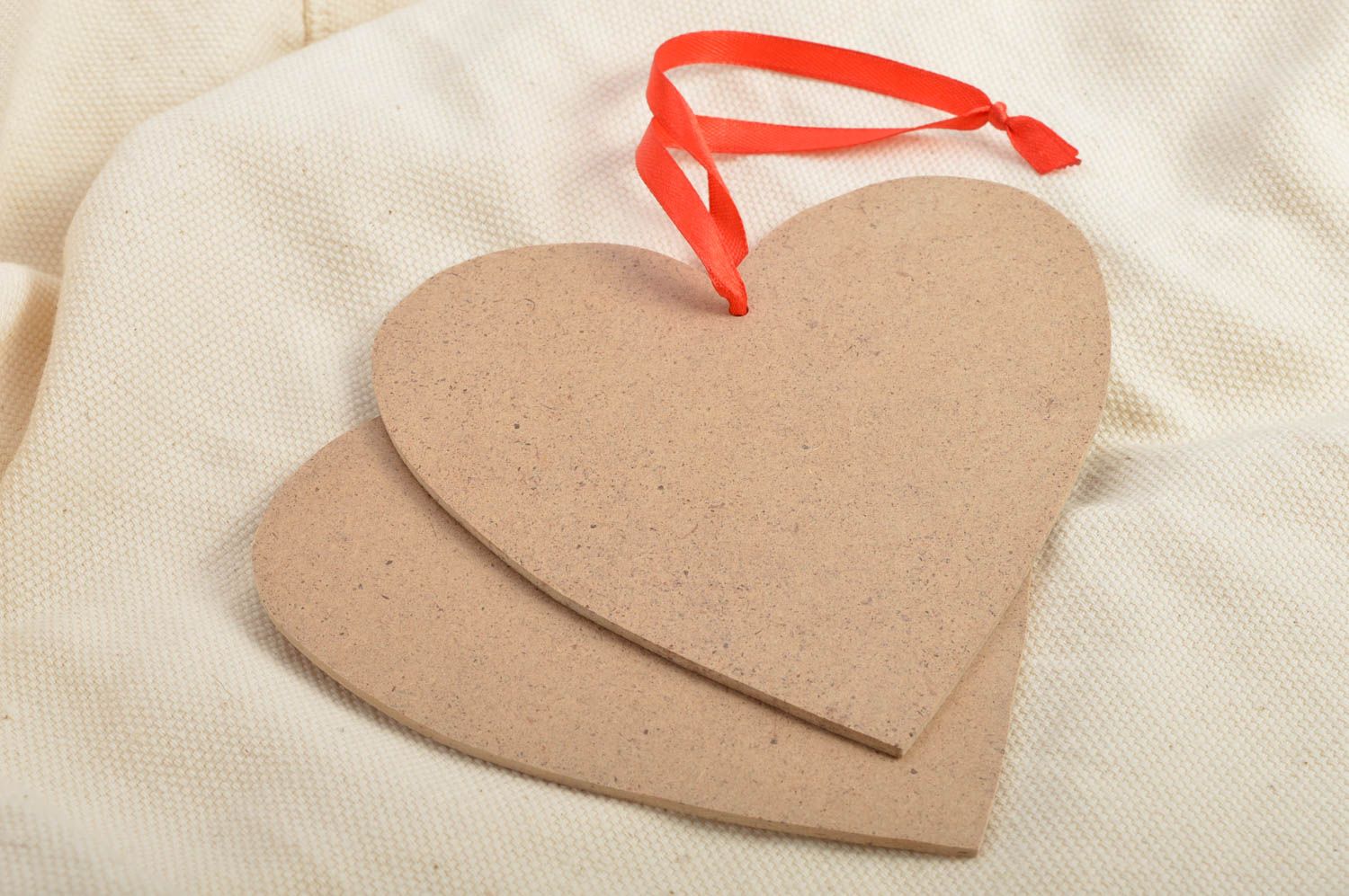 Plywood handmade heart-shaped blank for interior pendant with ribbon home decor photo 5