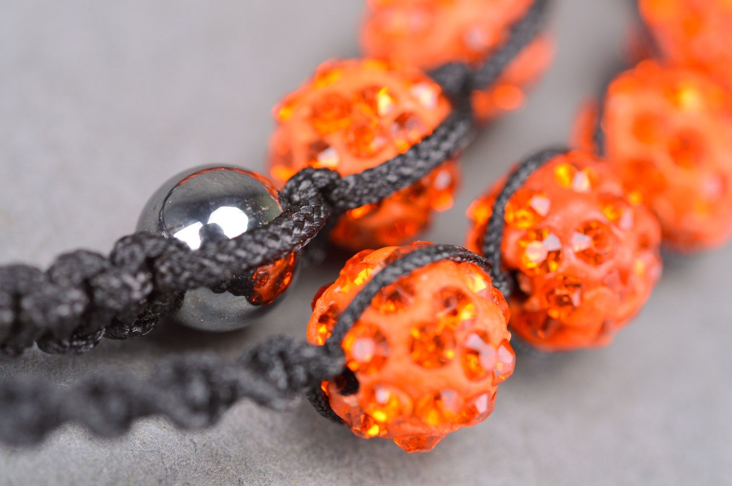 Set de collier et bracelet en perles faits main noir orange bijoux pour femme photo 4
