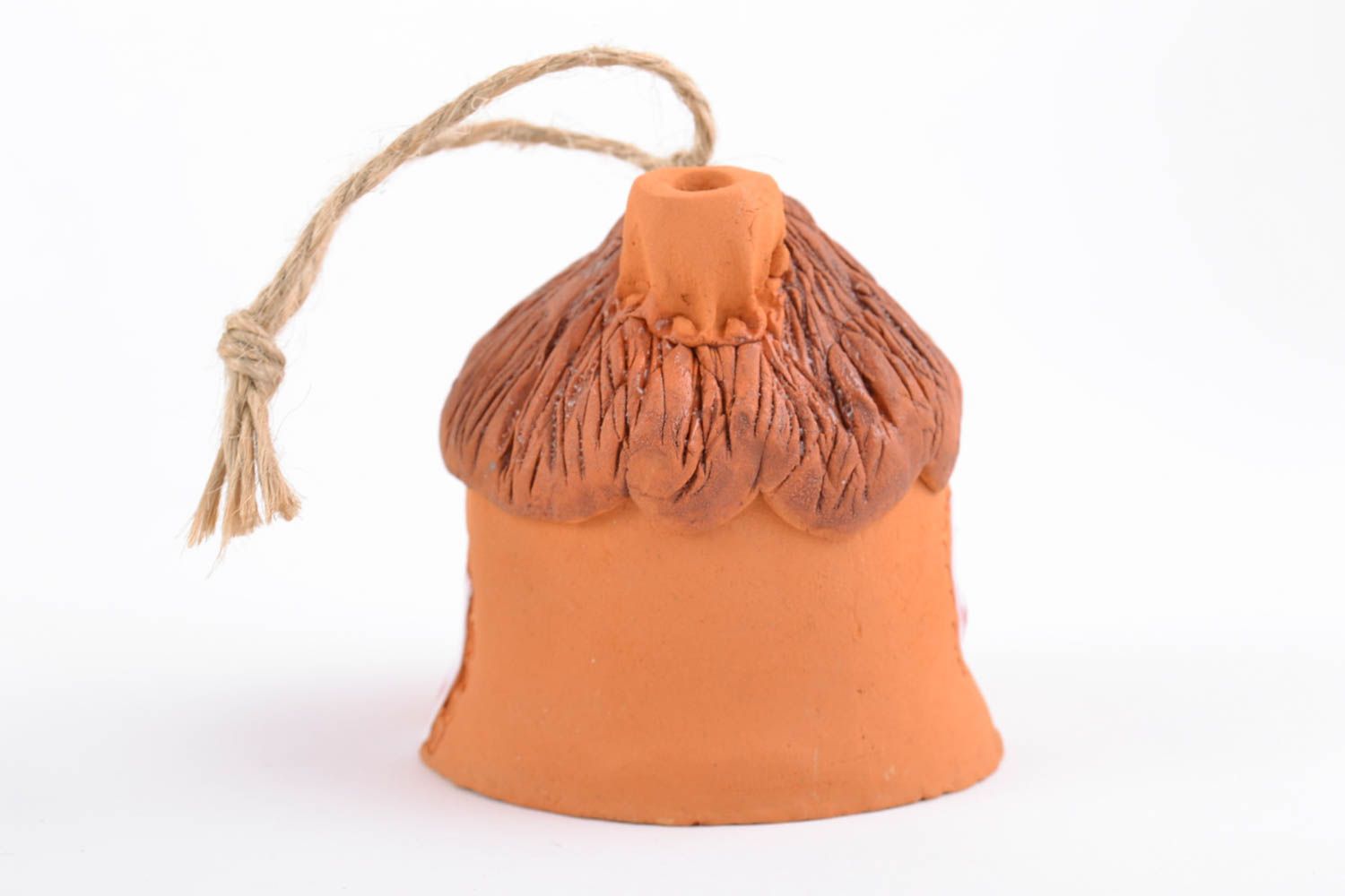 Handmade decorative interior bell made of red clay beautiful stylish decor elements photo 3