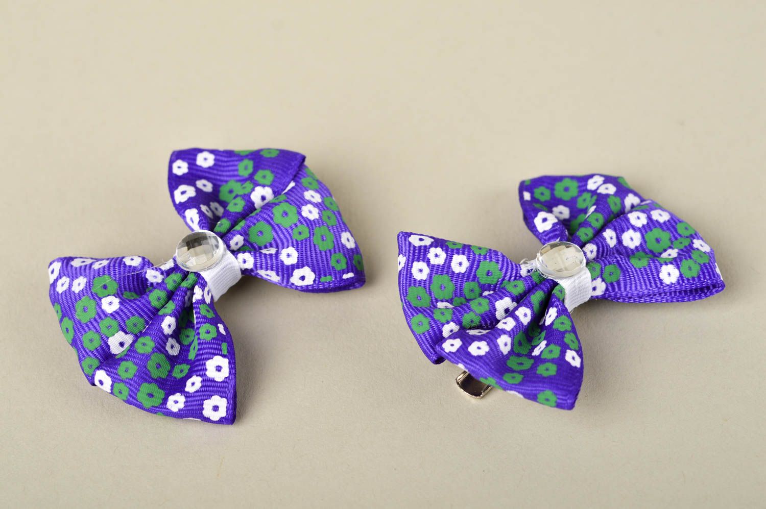Set of barrettes handmade accessories for children ribbon barrettes for babies photo 2