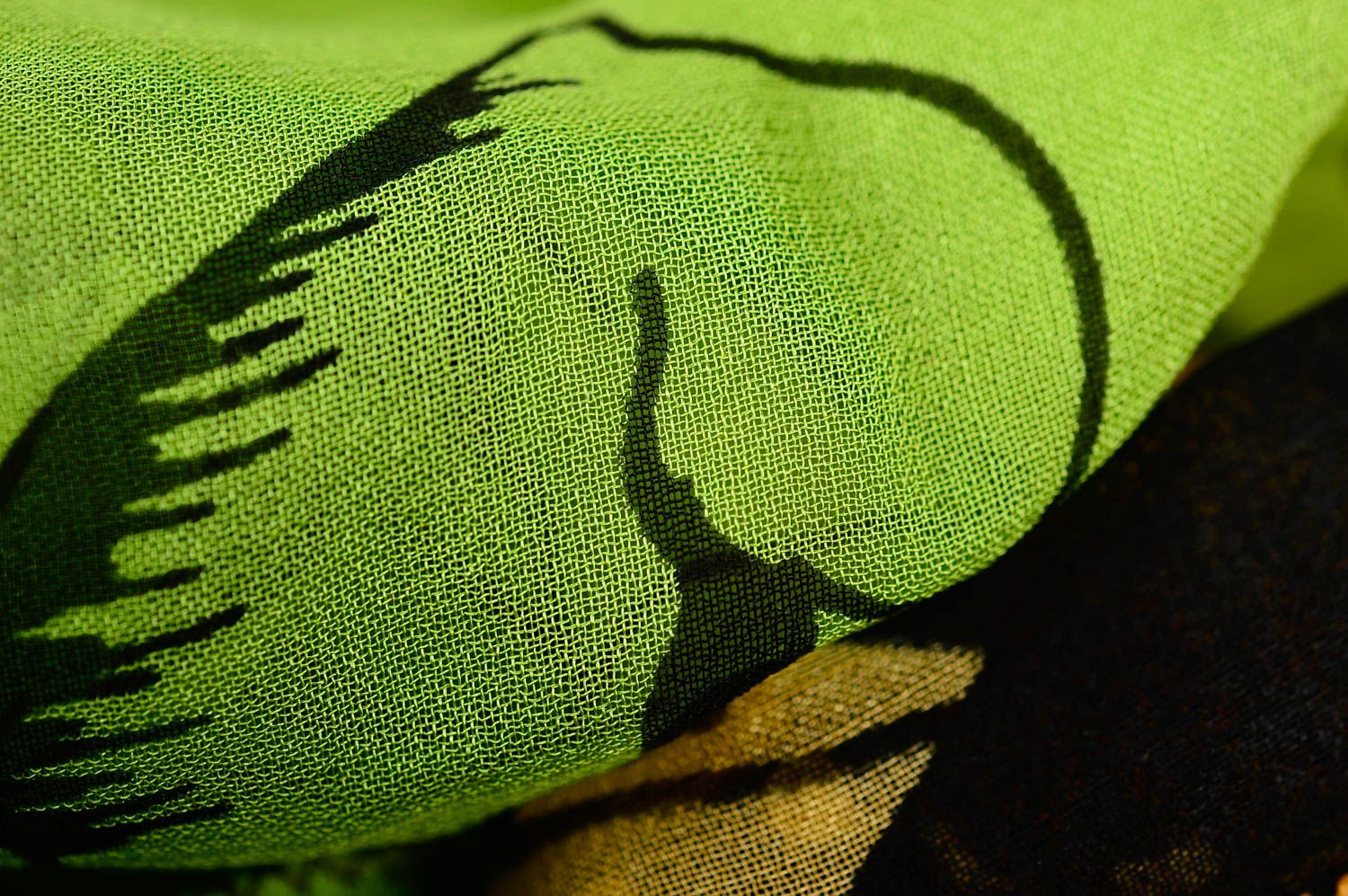 Handmade Accessoire für Damen aus Chiffon Schal grün Damen Halstuch grün gelb foto 3