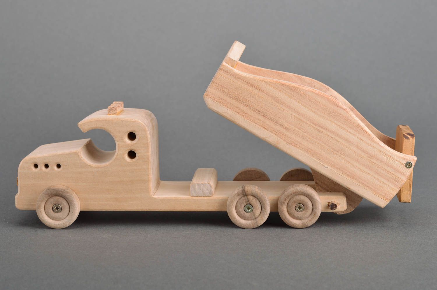 Unusual handcrafted children's wooden toy car eco friendly Dump Truck photo 3