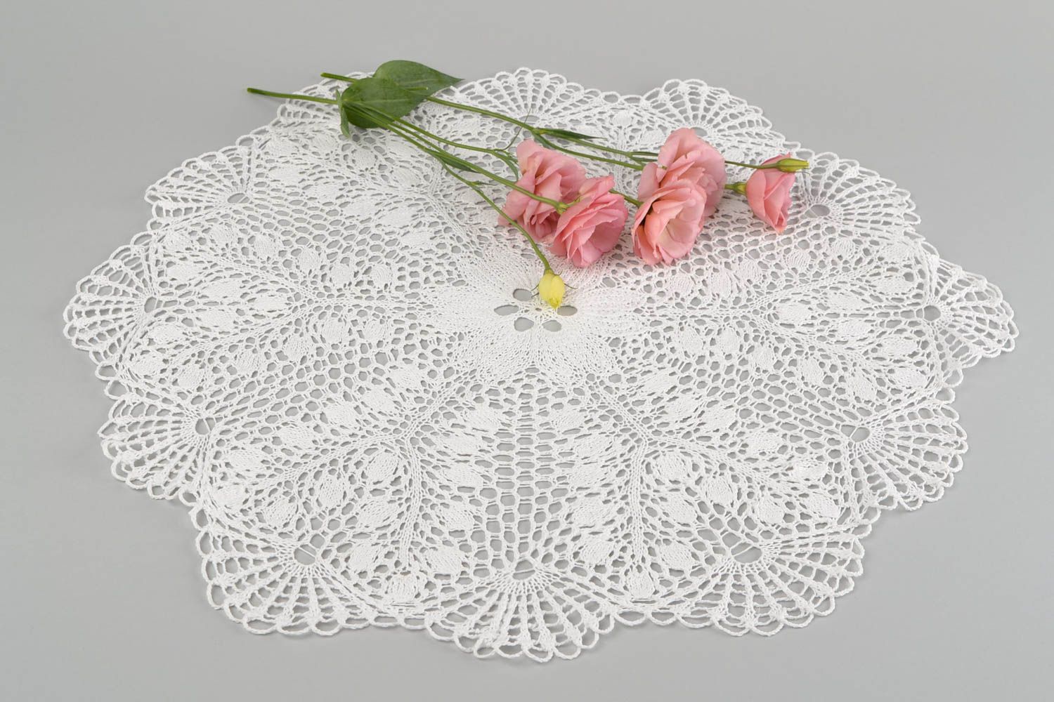 Openwork knitted tablecloth handmade lace napkin vintage style home decor photo 1