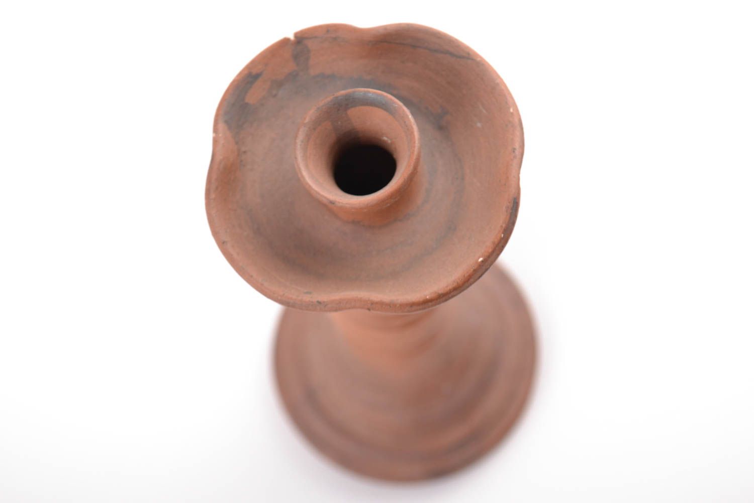 Beautiful brown handmade clay candlestick for home decor photo 3