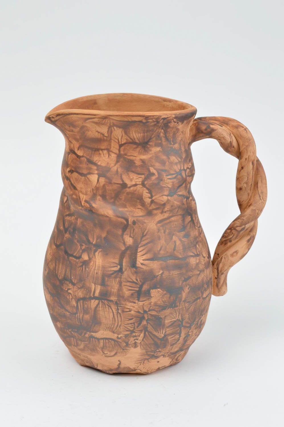 60 oz ceramic UNIQUE brown water jug with handle 1,7 lb photo 2