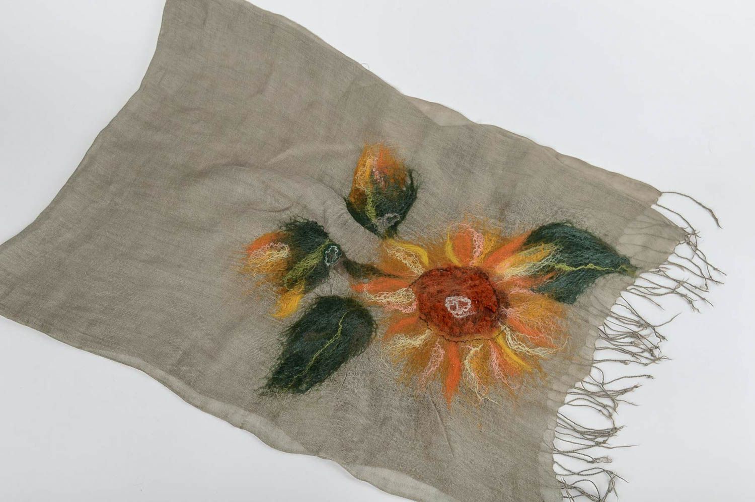 Bufanda artesanal tejida a mano de lino y seda chal moderno regalo original foto 2